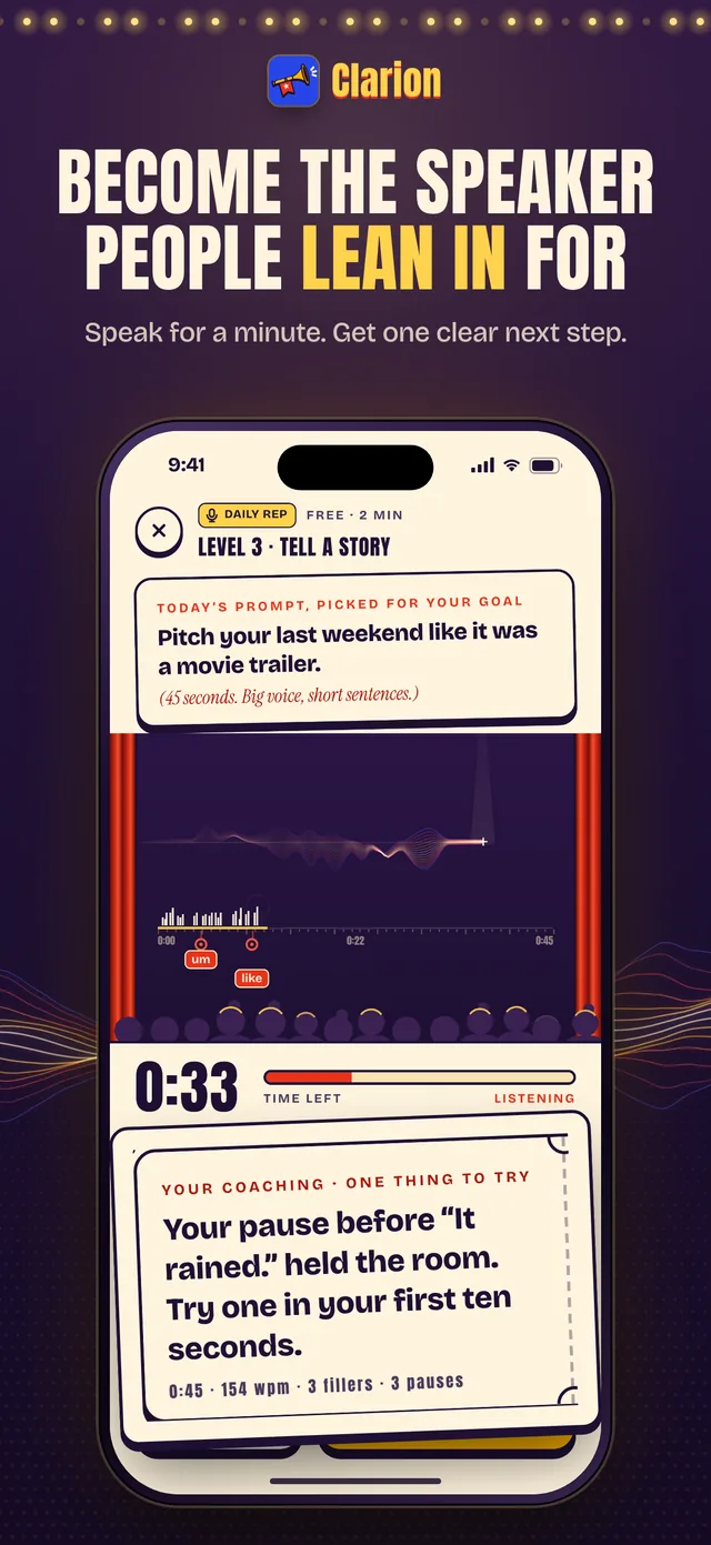 Screenshot from the Clarion App Store listing